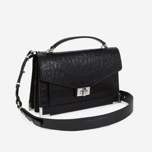 The Kooples Medium Emily Bag Croco Print in Black